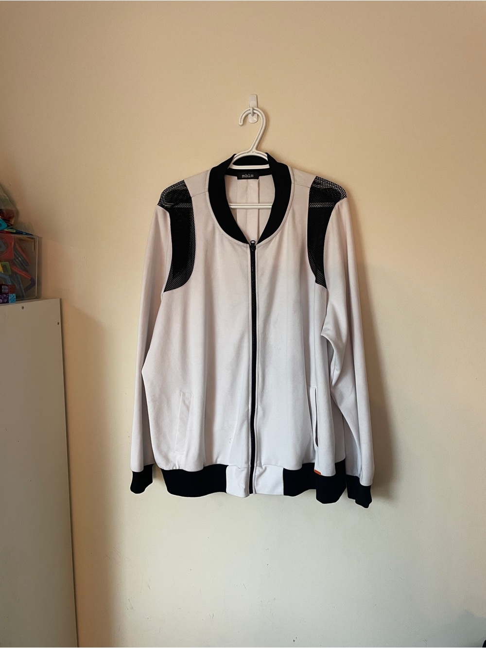 mblm 2 White and Black Women's Bomber Jacket - Zip Front
